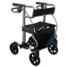 DEAMBULATORE PIEGHEVOLE DA ESTERNO / ROLLATOR - 4 RUOTE con freni a mano - sedile e borsa - portata 100kg