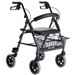 DEAMBULATORE PIEGHEVOLE DA ESTERNO / ROLLATOR - 4 RUOTE con freni a mano - sedile cestello - portata 136kg