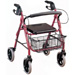 DEAMBULATORE PIEGHEVOLE DA ESTERNO / ROLLATOR - 4 RUOTE - sedile cestello e vassoio - portata 100kg - super leggero