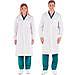 CAMICE MEDICO INFERMIERE UNISEX con bottoni automatici - cotone 100% - bianco - tg.40-58