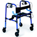 DEAMBULATORE PIEGHEVOLE DA ESTERNO / ROLLATOR - 4 RUOTE con freni - sedile e schienale - portata 130kg - blu